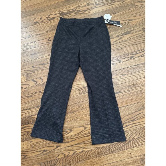 NWT Joseph Ribkoff Black/Grey Heavy Knit Pull-On Flare Pants Houndstooth Size 12 - Picture 2 of 4